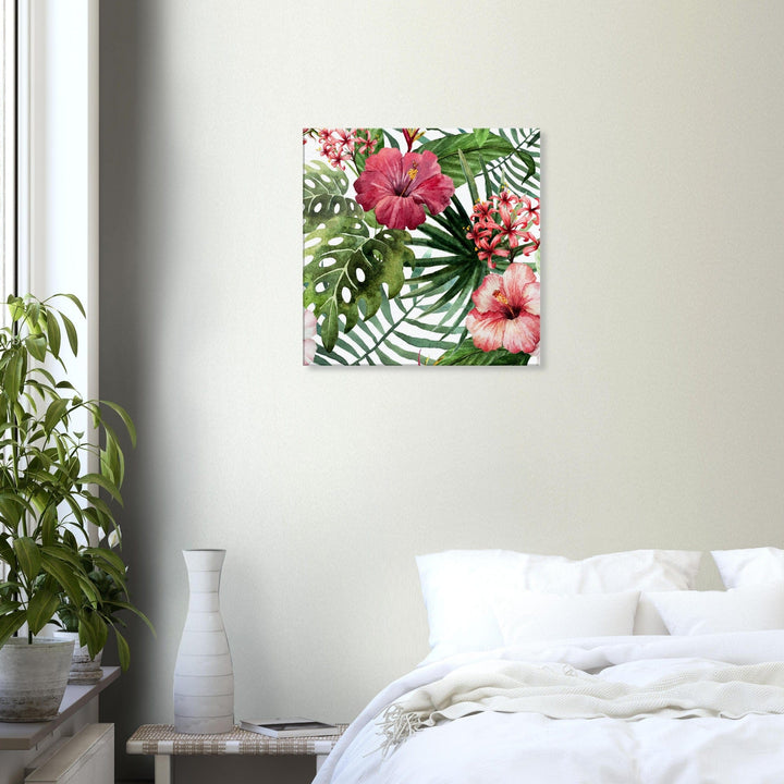 Little Squiffy Print Material 60x60 cm / 24x24″ Tropical Hibiscus Canvas Wall Art