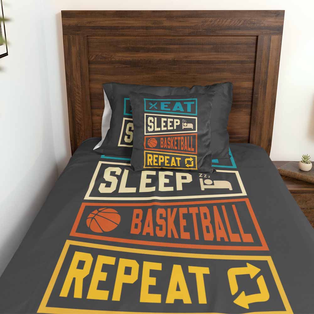 Eat Sleep Basketball Quilt Cover Set Little Squiffy