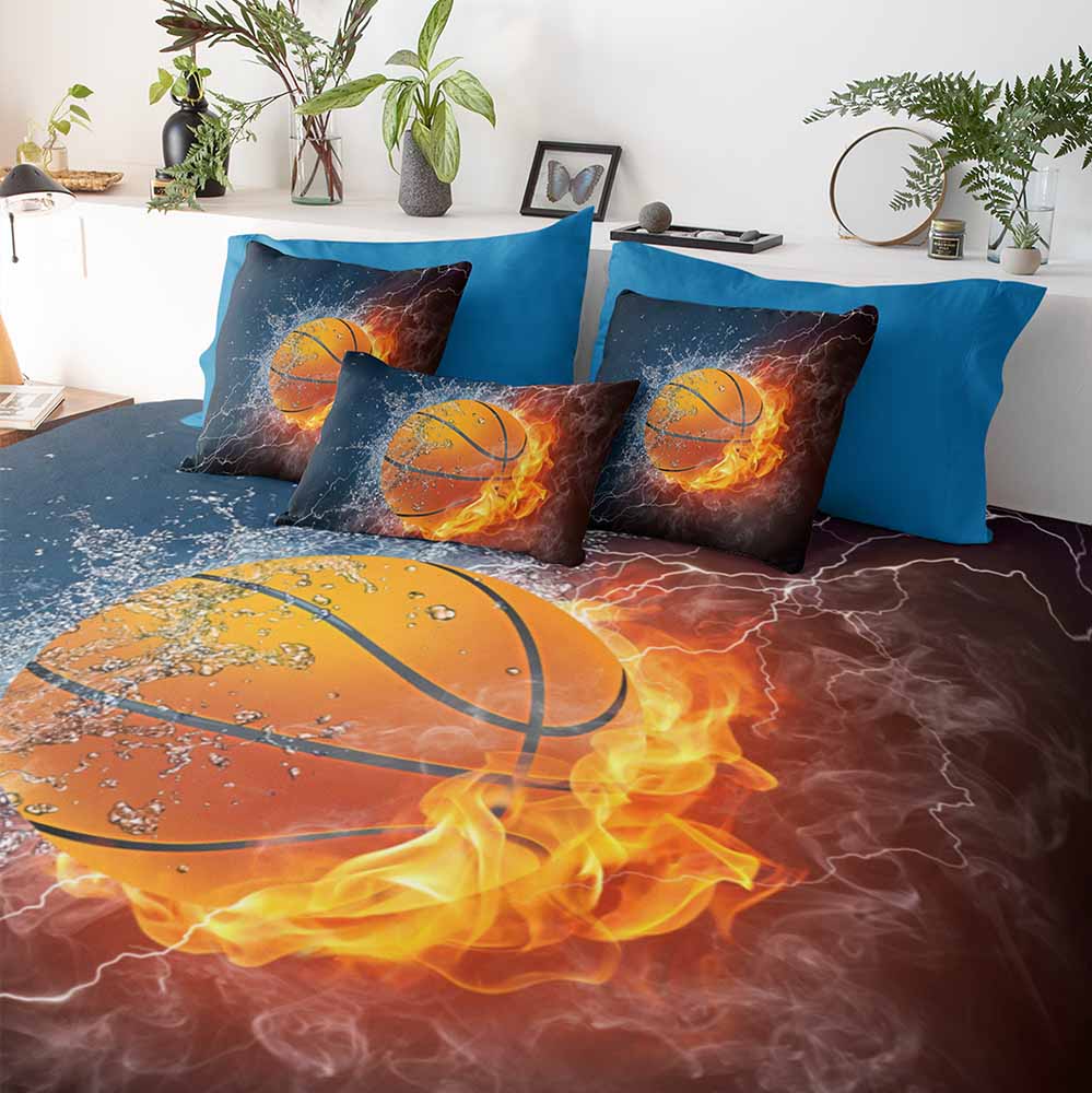 Fire and Water Basketball Quilt Cover Set Little Squiffy