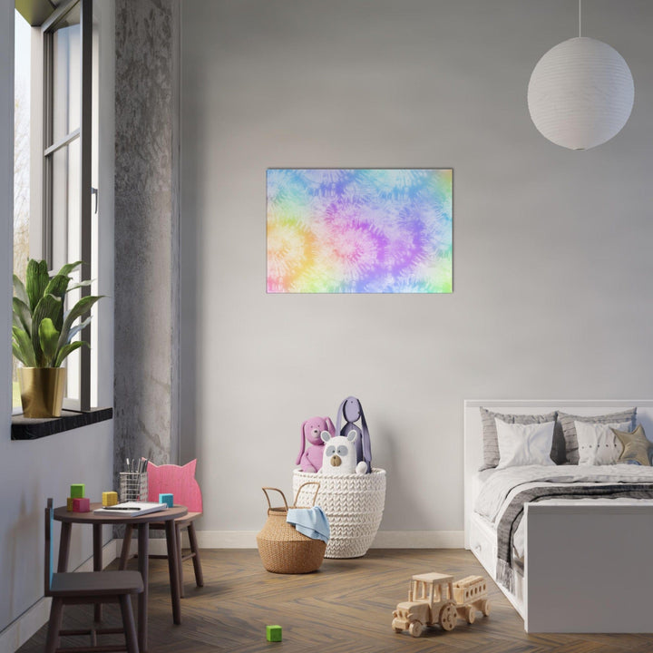 Little Squiffy Print Material 60x90 cm / 24x36″ / Horizontal Rainbow Tie Dye Canvas Wall Art