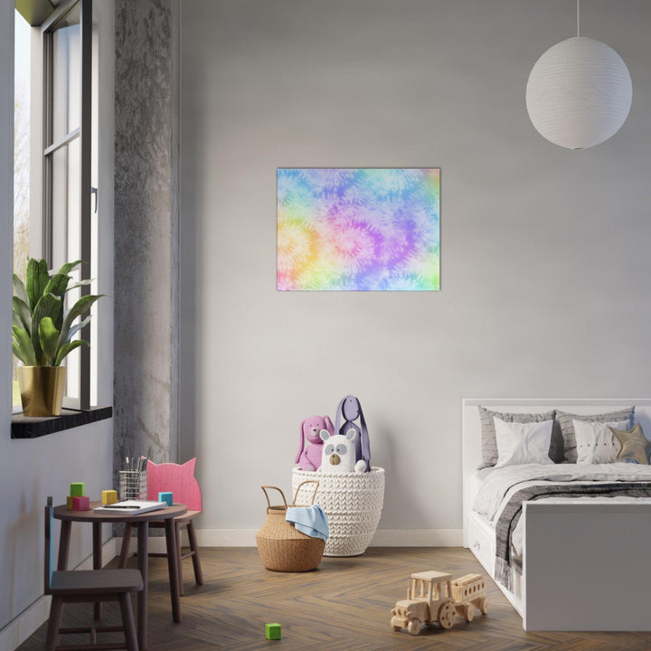 Little Squiffy Print Material 60x80 cm / 24x32″ / Horizontal Rainbow Tie Dye Canvas Wall Art