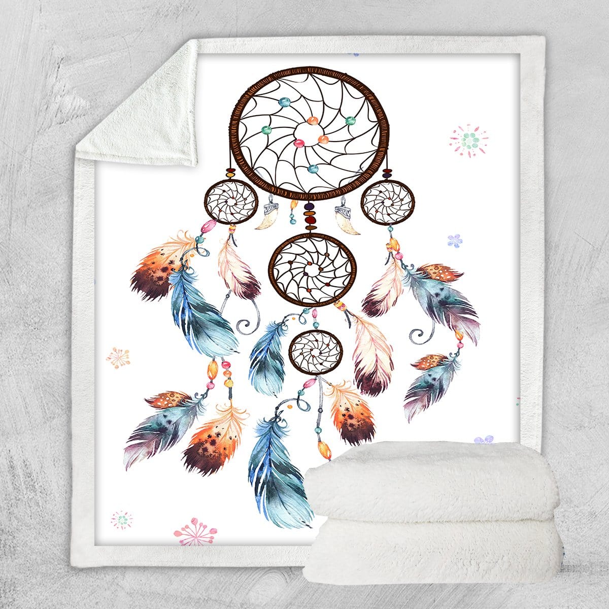 Dream Catcher Boho Feather Pattern Print Throw Blanket