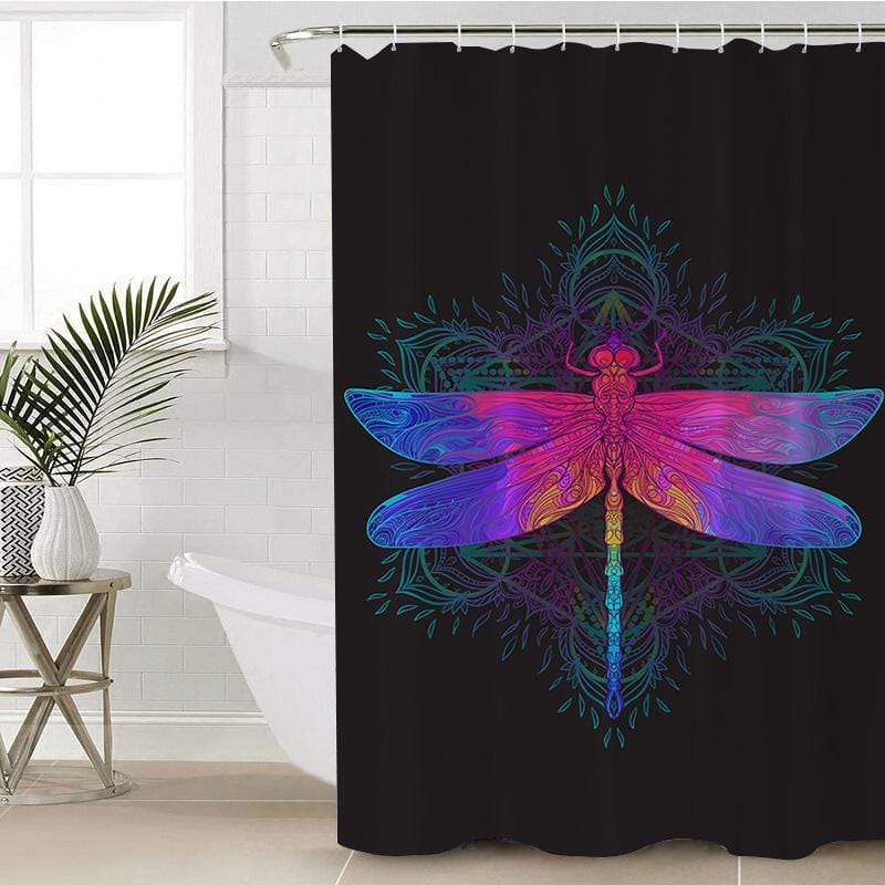 Dragonfly Pink Bathroom Shower Curtain