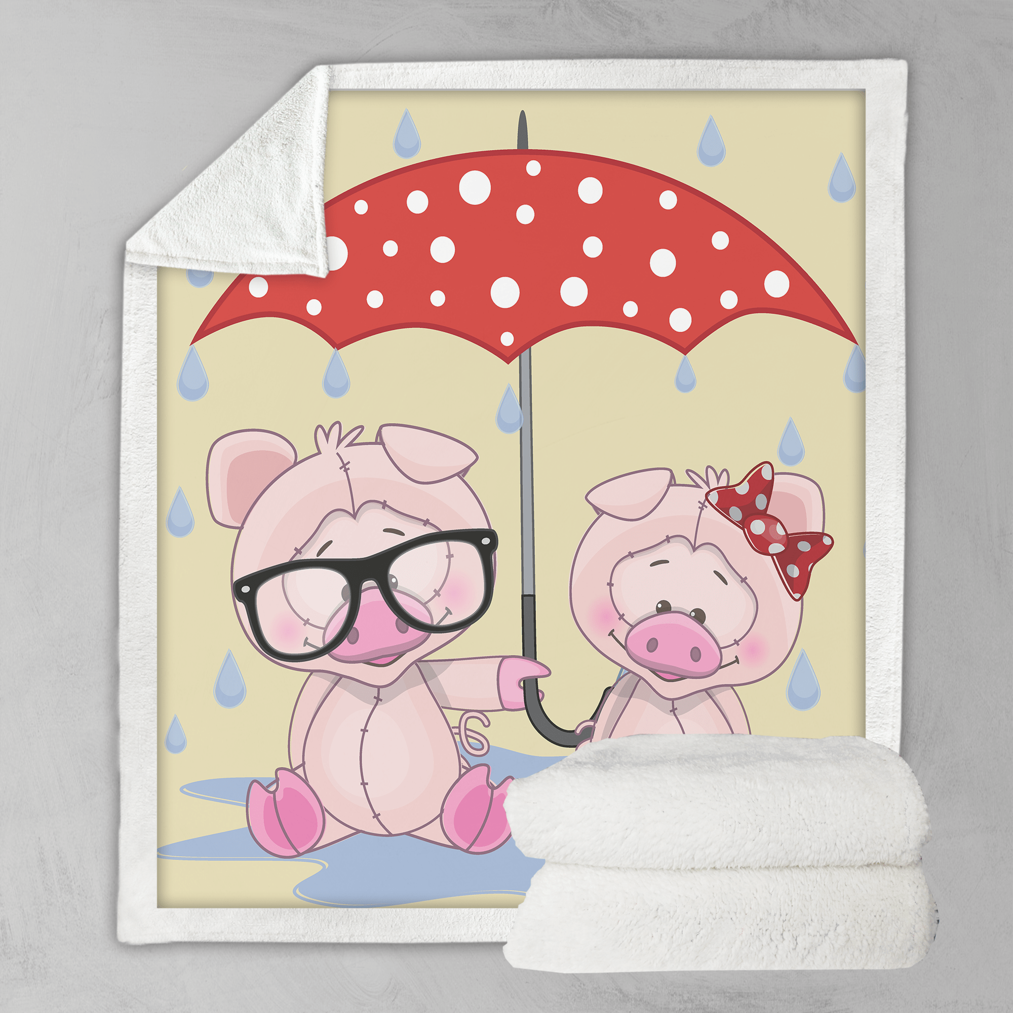Pig Heart Pattern Print Foldable Umbrella
