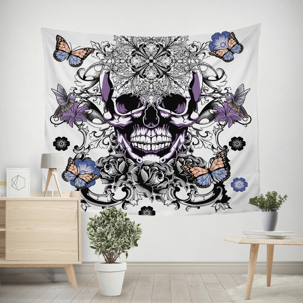 Butterfly Sugar Skull Wall Hanging Tapestry Australia – Little Squiffy