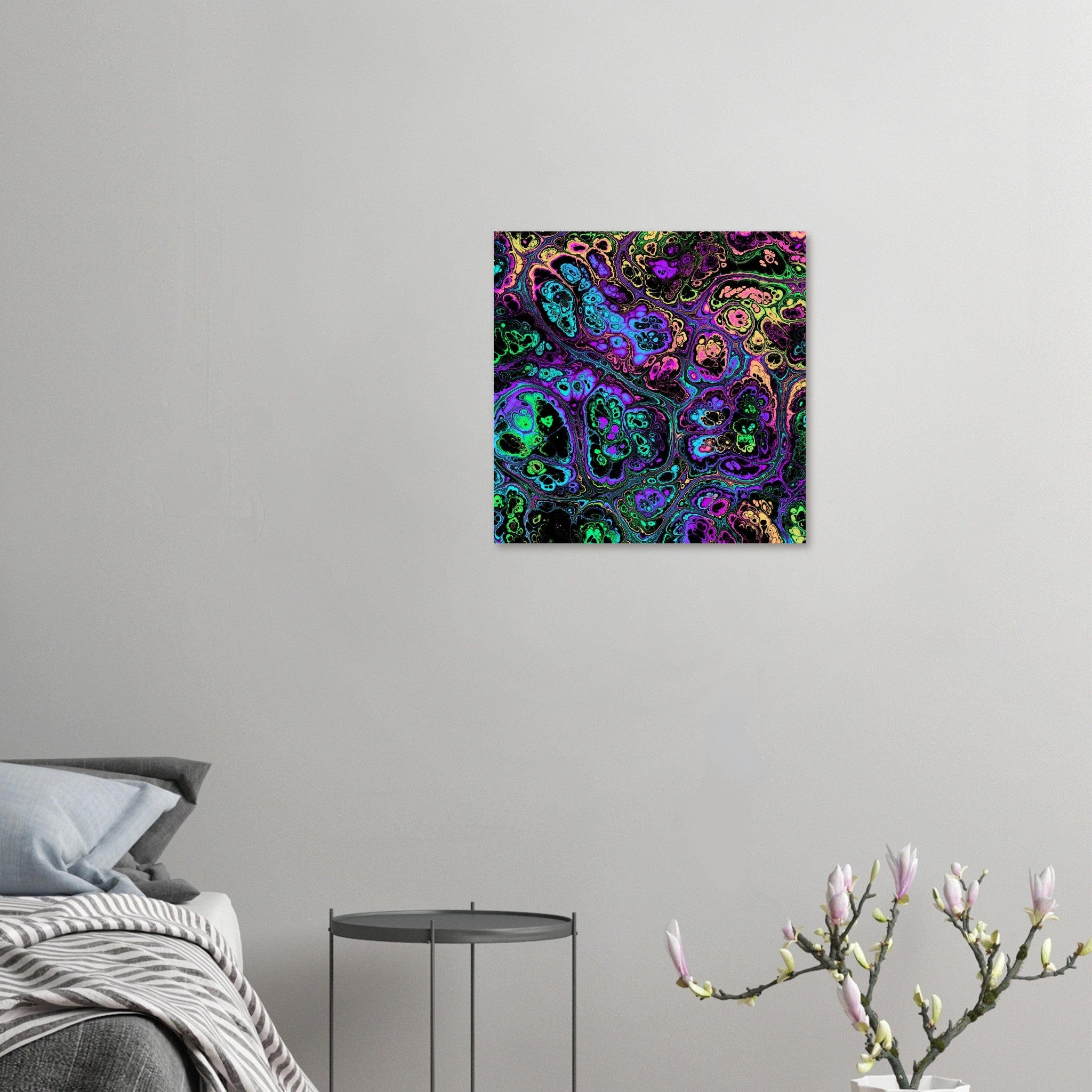 Little Squiffy Print Material 50x50 cm / 20x20″ / Vertical Neon Psychedelic Marble Aluminum Print Wall Art