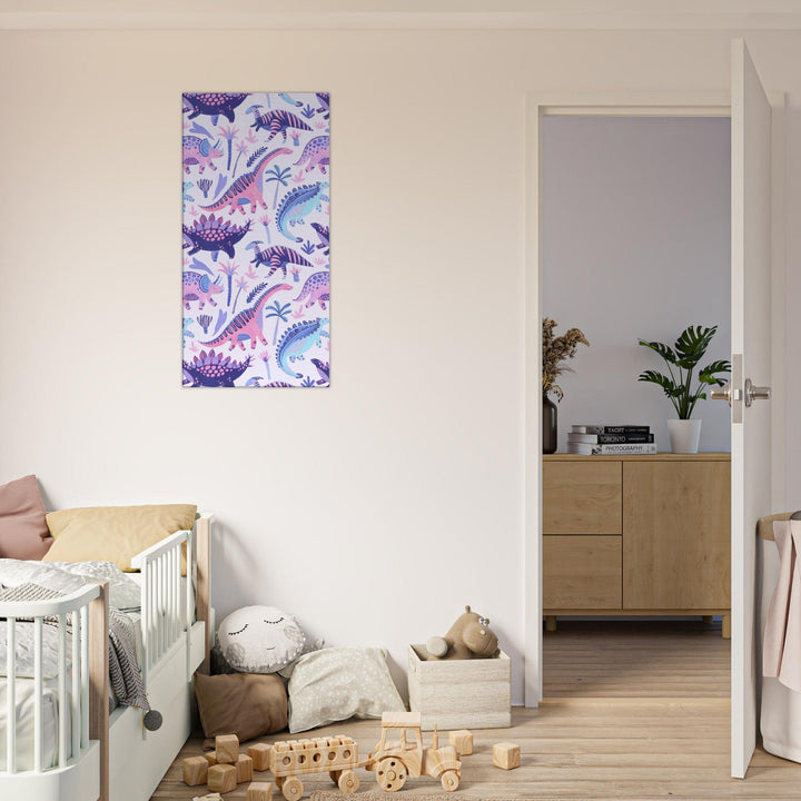 Little Squiffy Print Material 50x100 cm / 20x40″ / Vertical Pastel Dinosaurs Canvas Wall Art