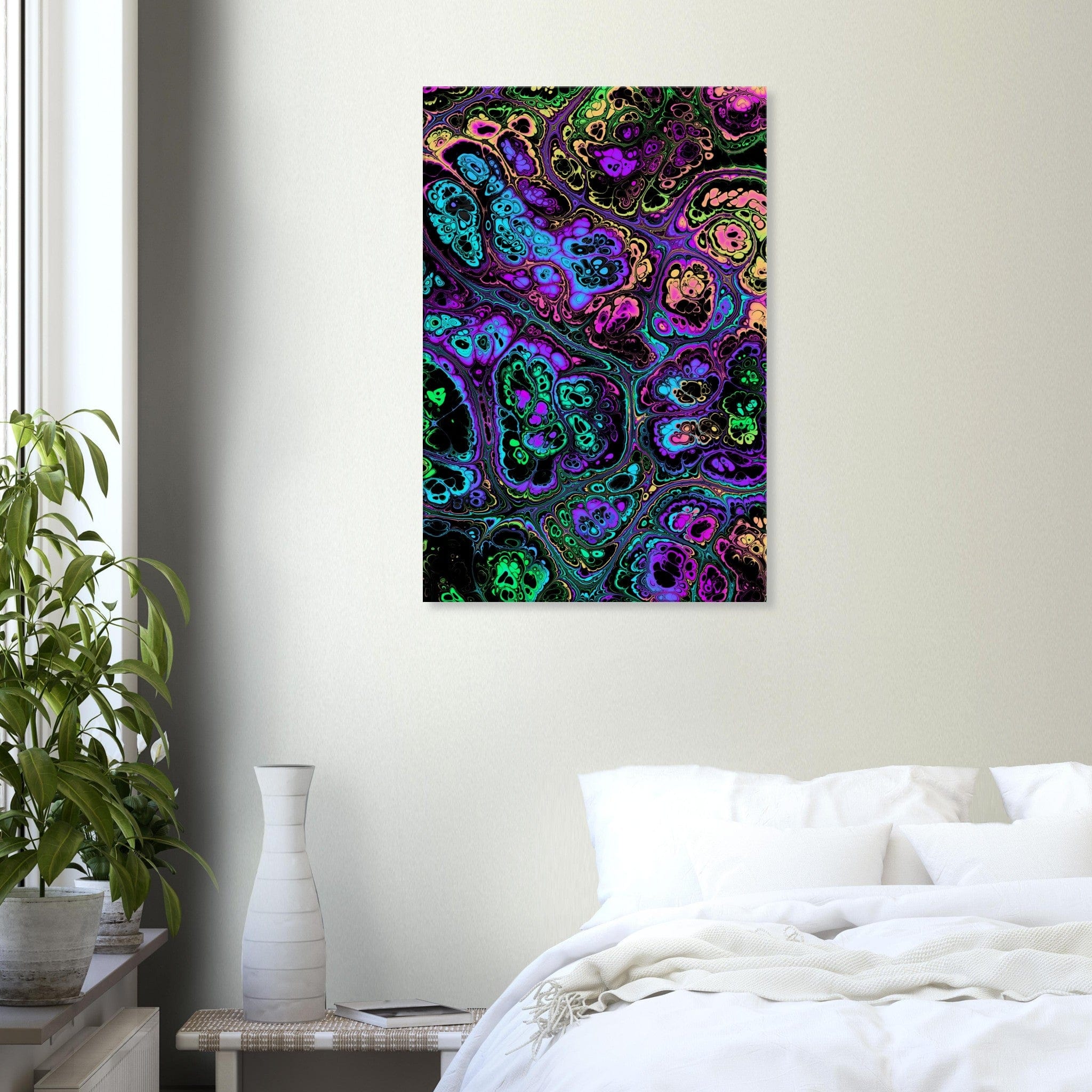 Marble Print Material 60x90 cm / 24x36″ / Vertical Neon Psychedelic Marble Canvas Wall Art
