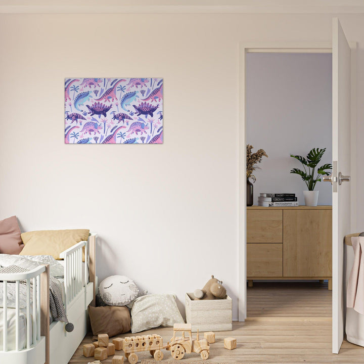 Little Squiffy Print Material 50x75 cm / 20x30″ / Horizontal Pastel Dinosaurs Canvas Wall Art