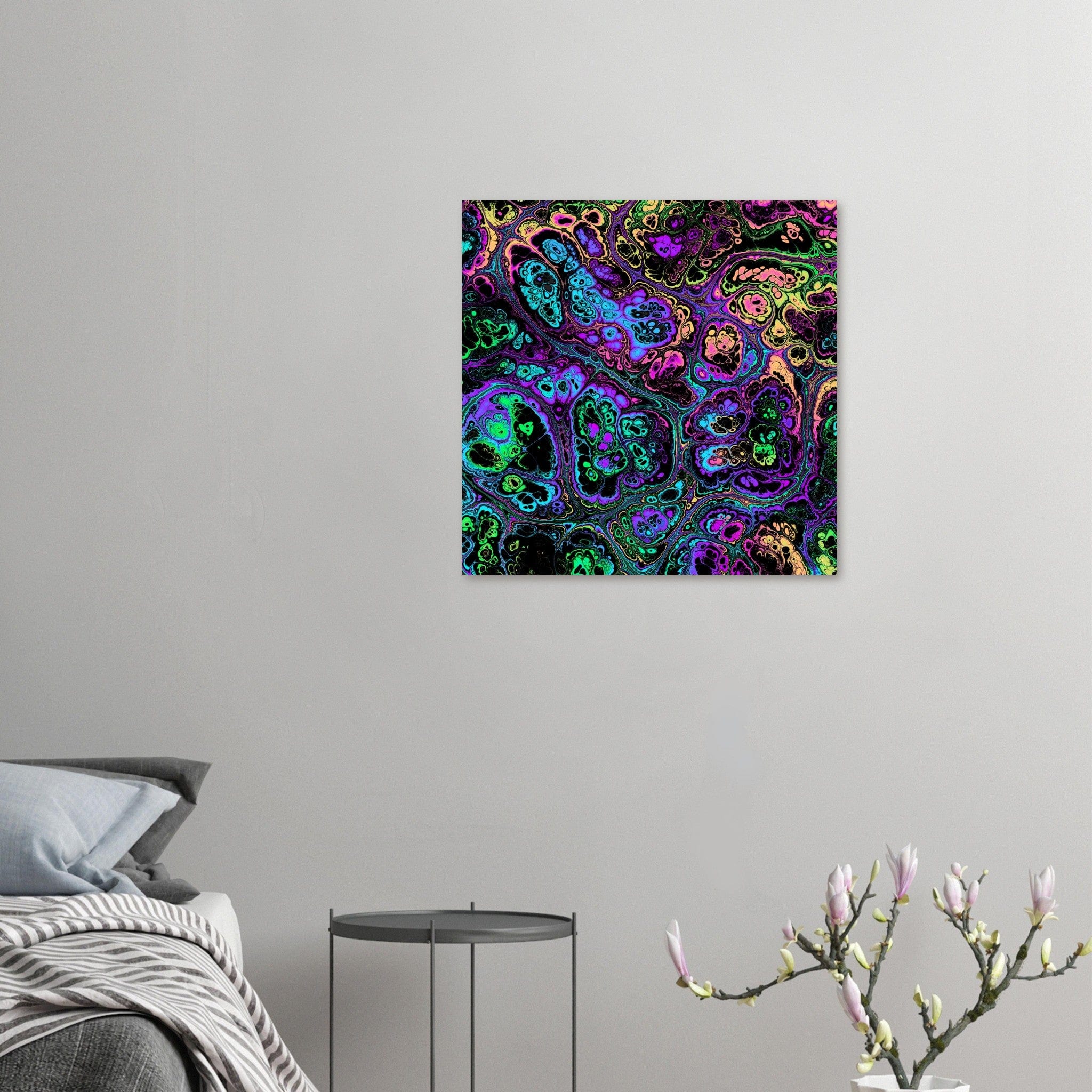 Little Squiffy Print Material 60x60 cm / 24x24″ / Vertical Neon Psychedelic Marble Aluminum Print Wall Art