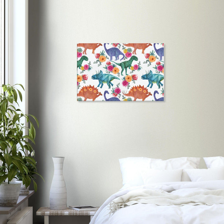 Little Squiffy Print Material 50x75 cm / 20x30″ / Horizontal Floral Dinosaurs Canvas Wall Art