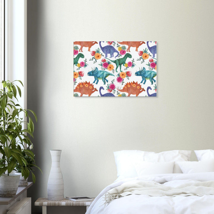 Little Squiffy Print Material 50x75 cm / 20x30″ / Horizontal Floral Dinosaurs Canvas Wall Art