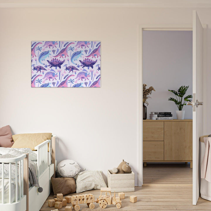 Little Squiffy Print Material 60x90 cm / 24x36″ / Horizontal Pastel Dinosaurs Canvas Wall Art