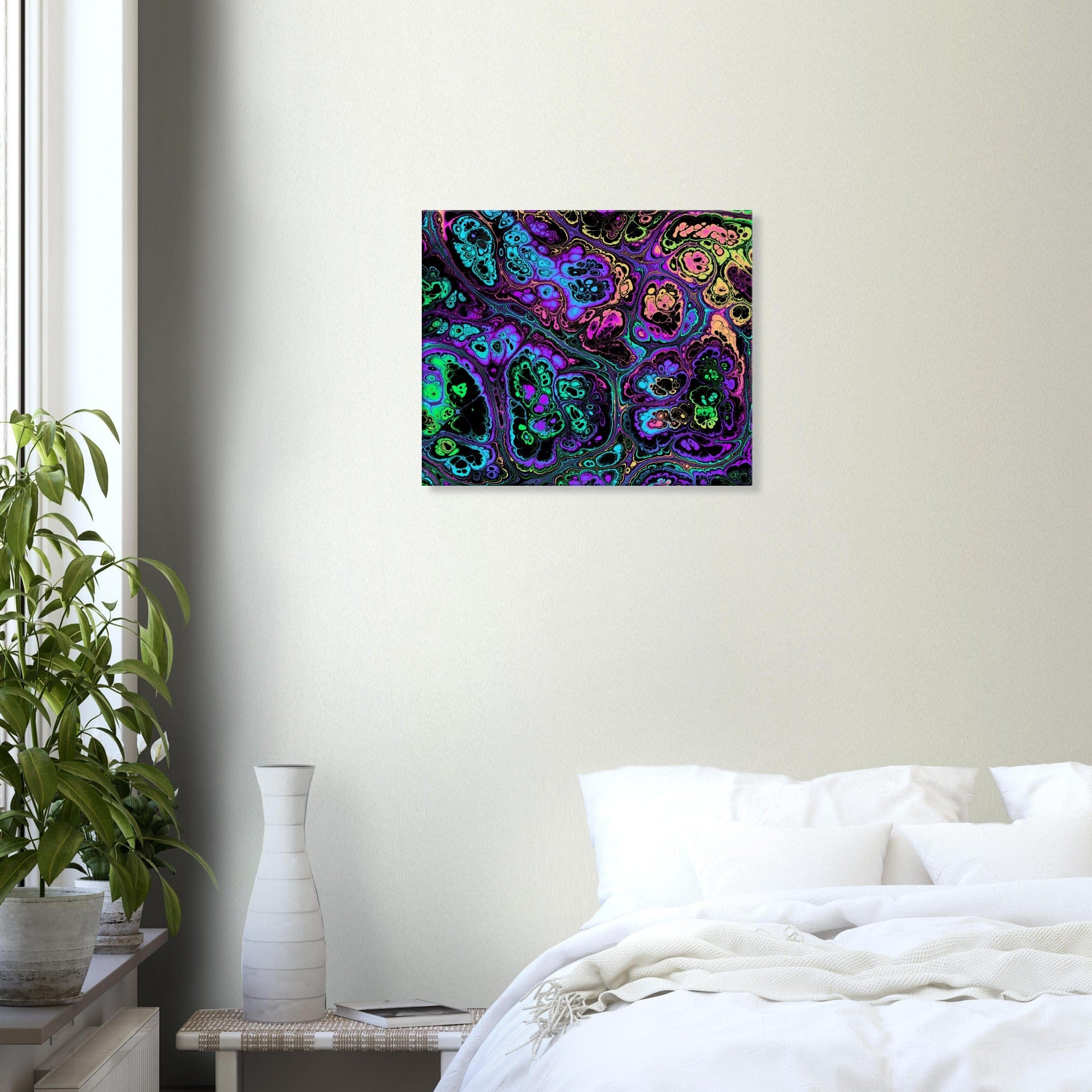 Marble Print Material 50x60 cm / 20x24″ / Horizontal Neon Psychedelic Marble Canvas Wall Art