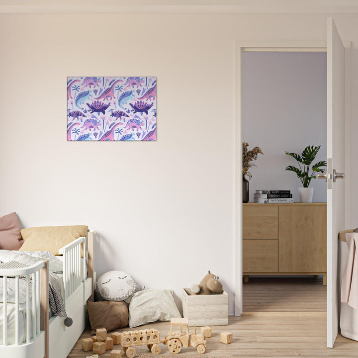 Little Squiffy Print Material 50x70 cm / 20x28″ / Horizontal Pastel Dinosaurs Canvas Wall Art