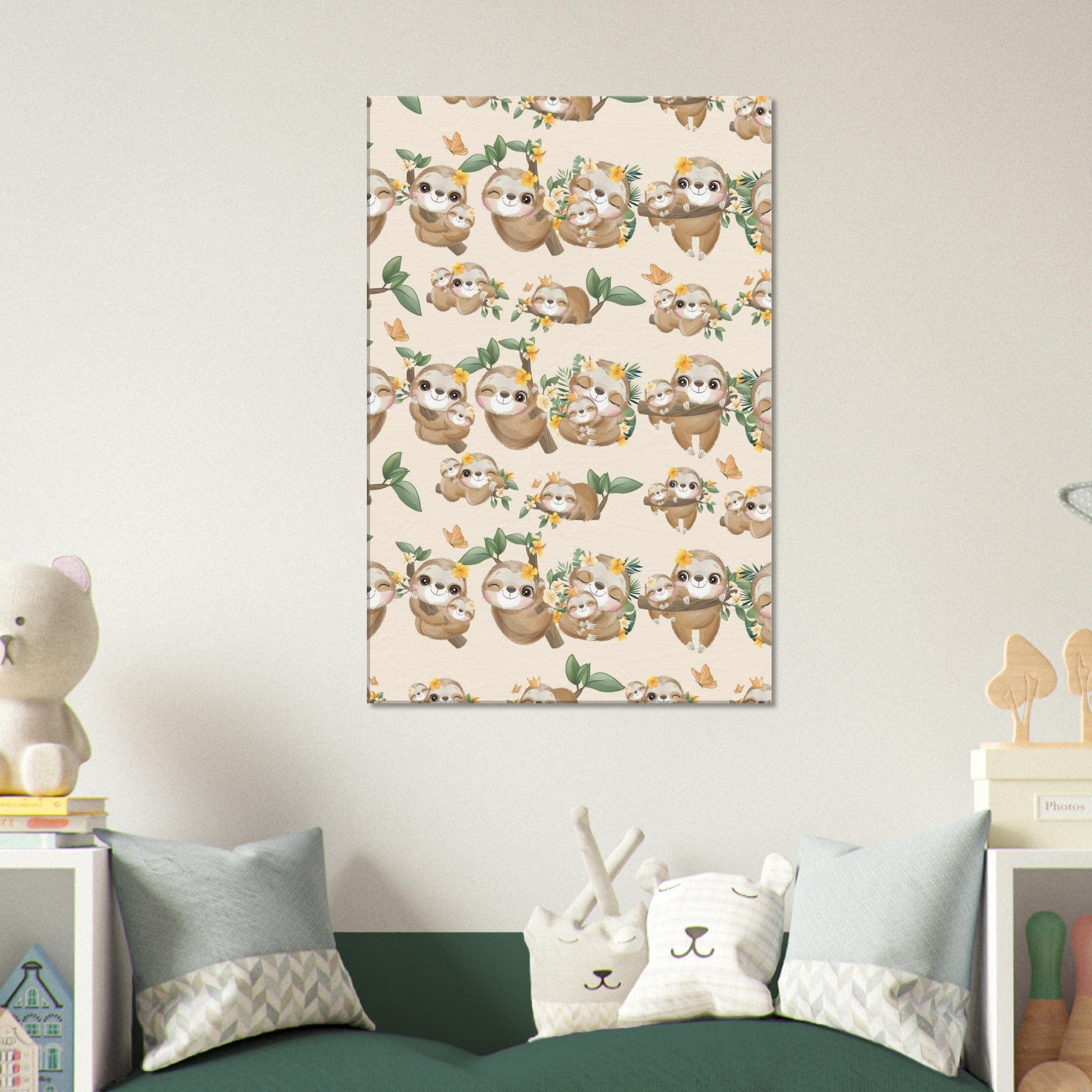 Little Squiffy Print Material 60x90 cm / 24x36″ / Vertical Cute Sloth Canvas Wall Art