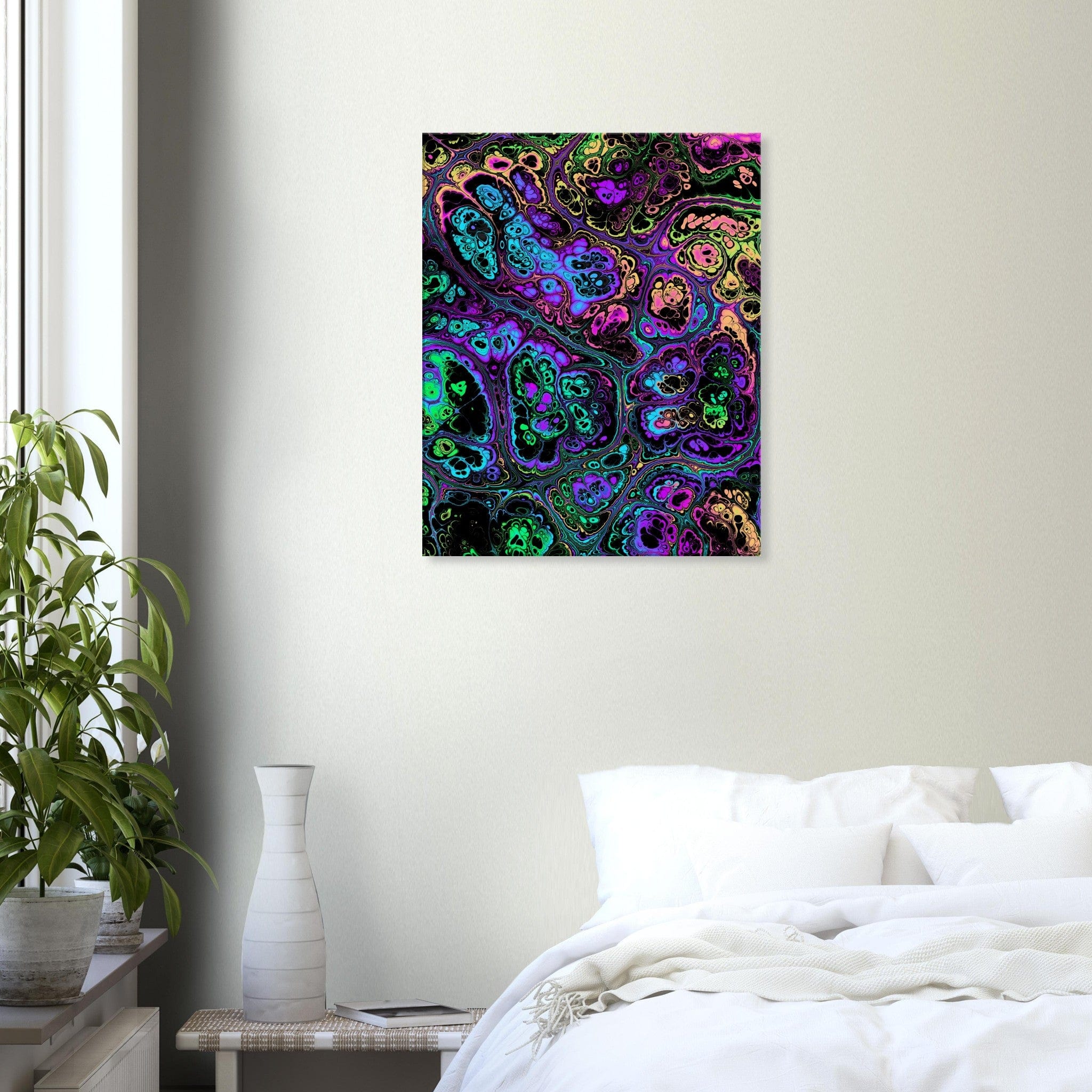 Marble Print Material 60x75 cm / 24x30″ / Vertical Neon Psychedelic Marble Canvas Wall Art