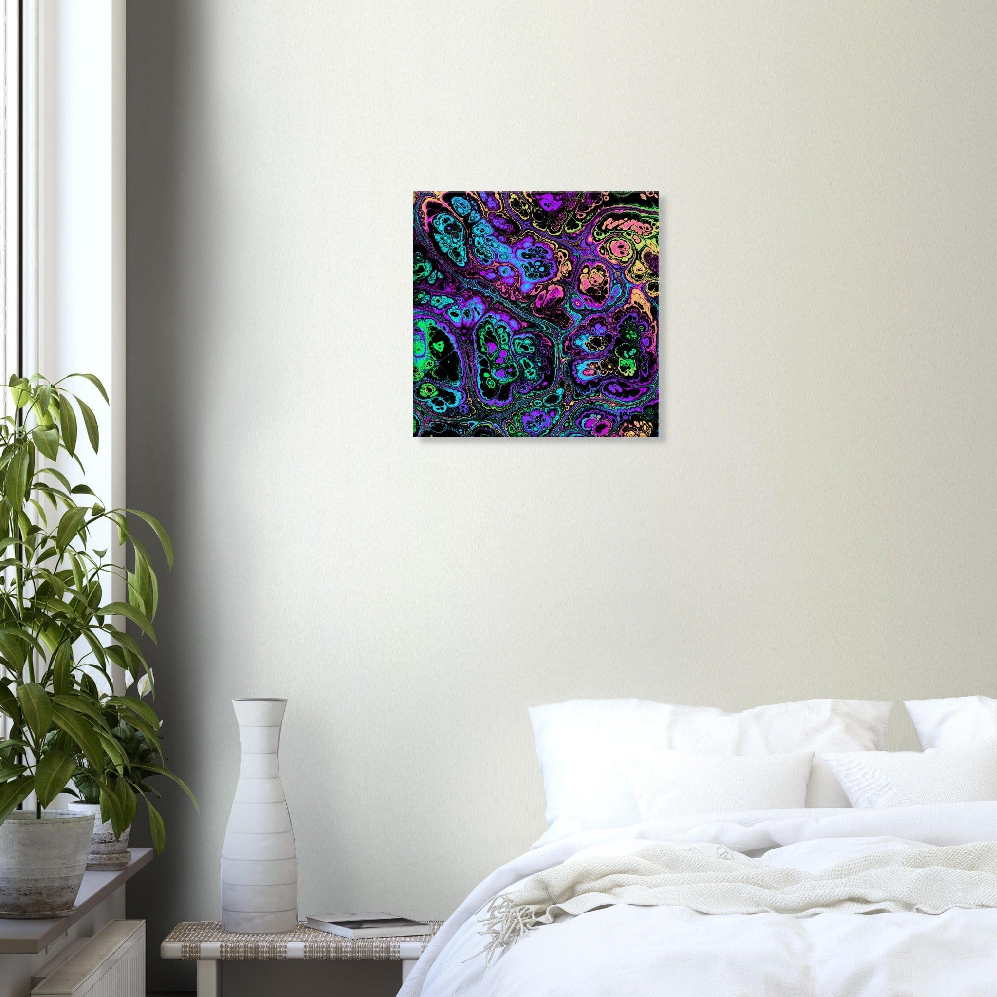 Marble Print Material 50x50 cm / 20x20″ / Vertical Neon Psychedelic Marble Canvas Wall Art