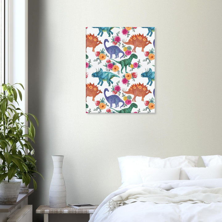 Little Squiffy Print Material 60x75 cm / 24x30″ / Vertical Floral Dinosaurs Canvas Wall Art