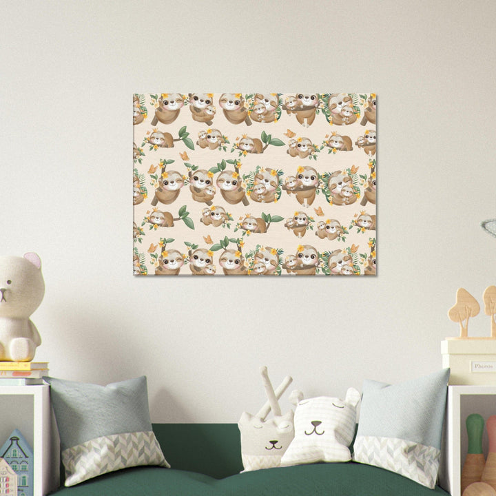 Little Squiffy Print Material 60x80 cm / 24x32″ / Horizontal Cute Sloth Canvas Wall Art