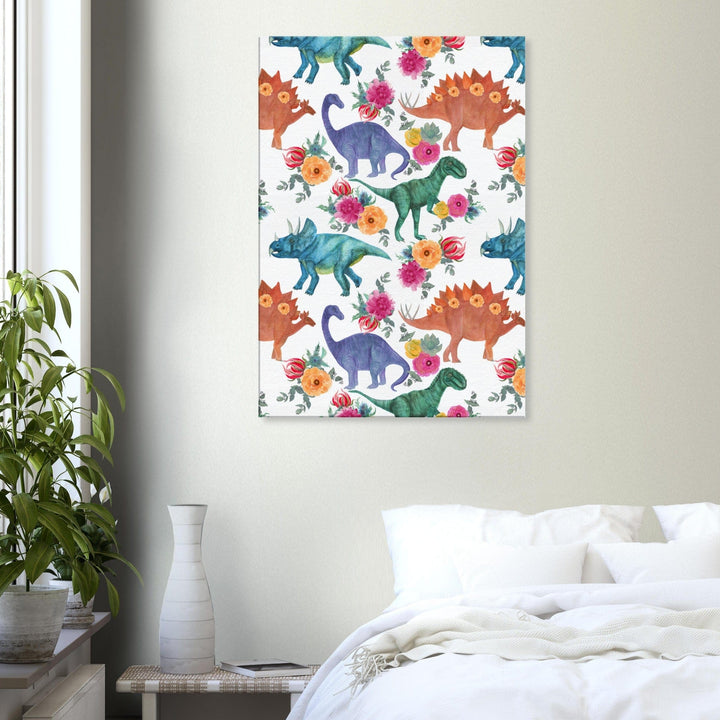 Little Squiffy Print Material 70x100 cm / 28x40″ / Vertical Floral Dinosaurs Canvas Wall Art