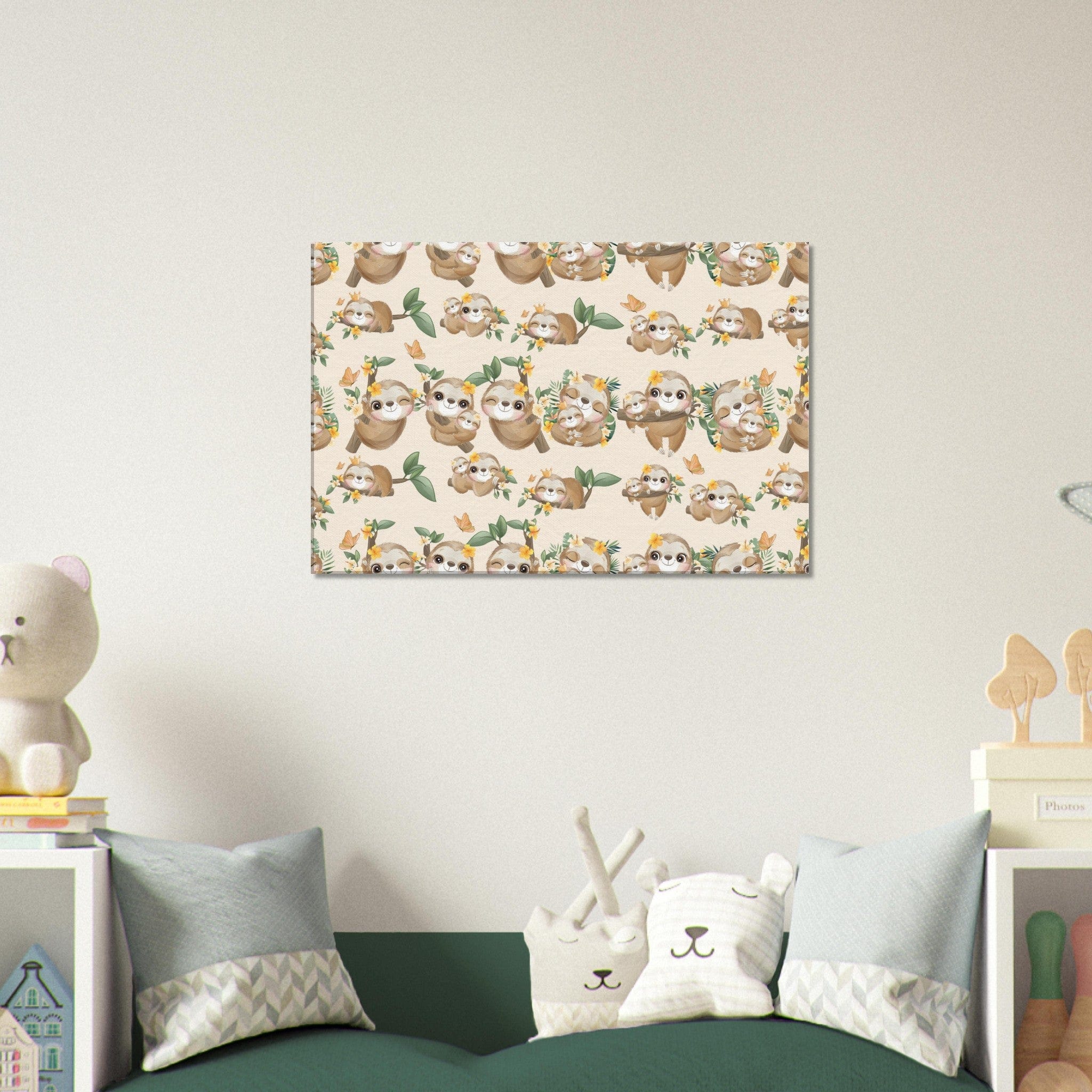 Little Squiffy Print Material 50x75 cm / 20x30″ / Horizontal Cute Sloth Canvas Wall Art