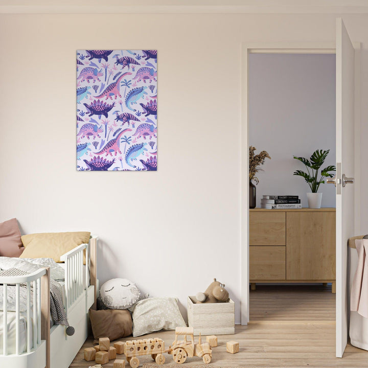 Little Squiffy Print Material 60x90 cm / 24x36″ / Vertical Pastel Dinosaurs Canvas Wall Art