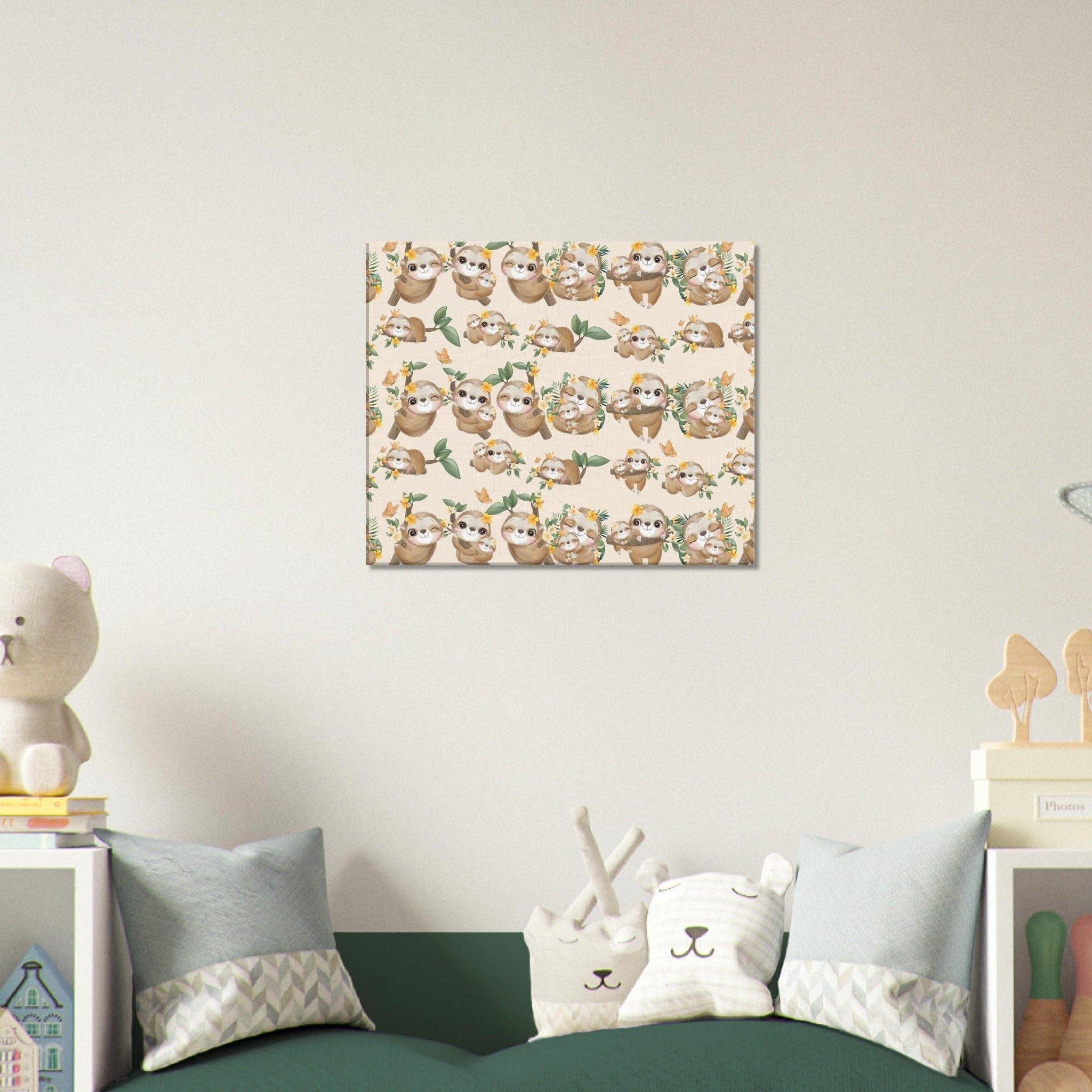 Little Squiffy Print Material 50x60 cm / 20x24″ / Horizontal Cute Sloth Canvas Wall Art