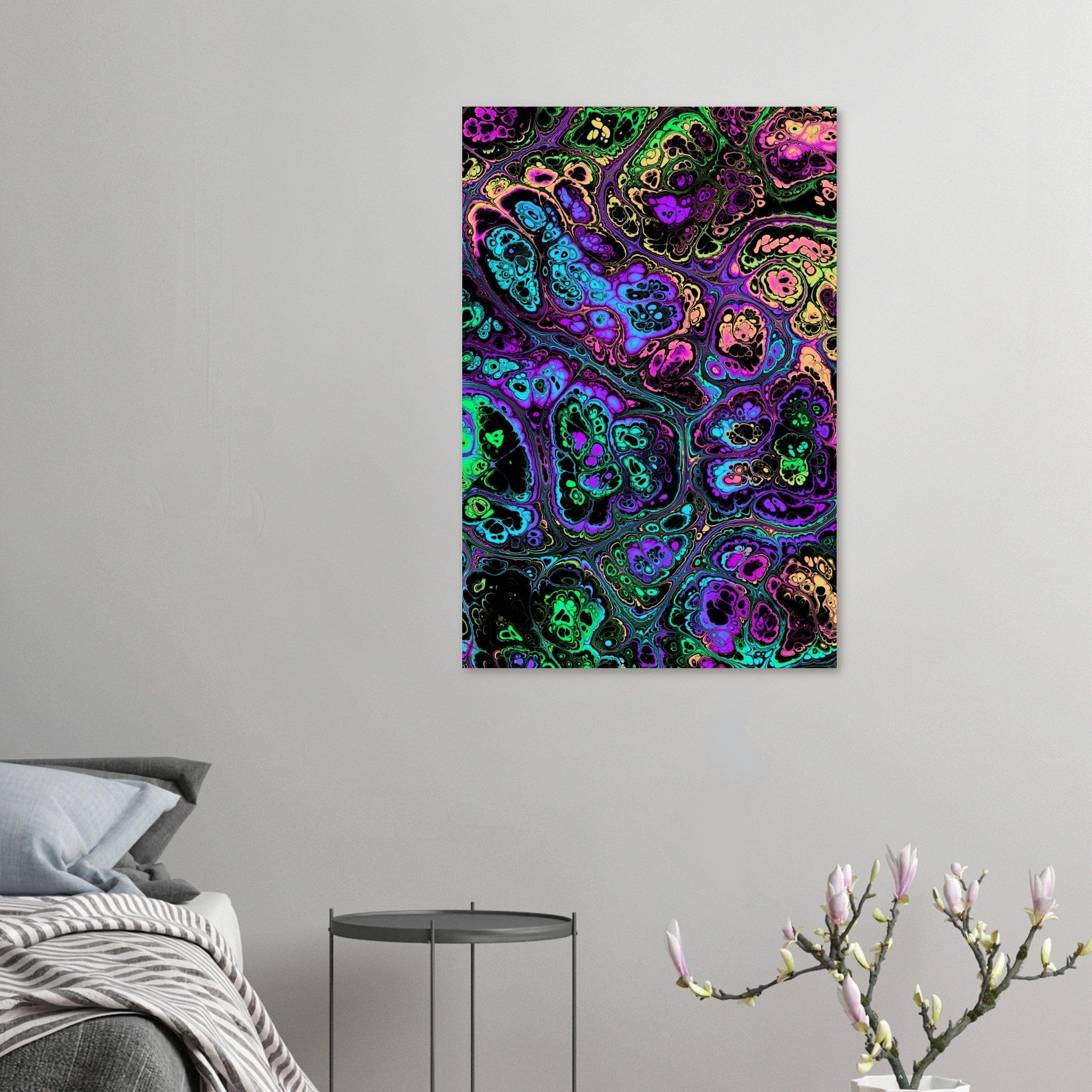 Little Squiffy Print Material 60x90 cm / 24x36″ / Vertical Neon Psychedelic Marble Aluminum Print Wall Art