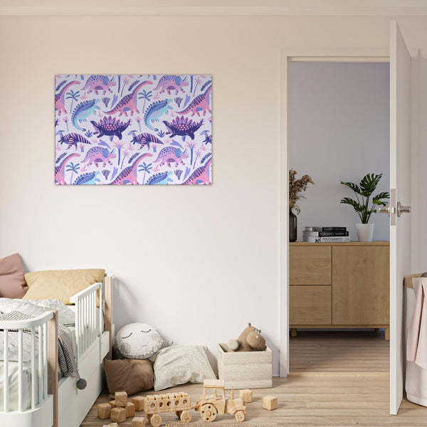Little Squiffy Print Material 70x100 cm / 28x40″ / Horizontal Pastel Dinosaurs Canvas Wall Art