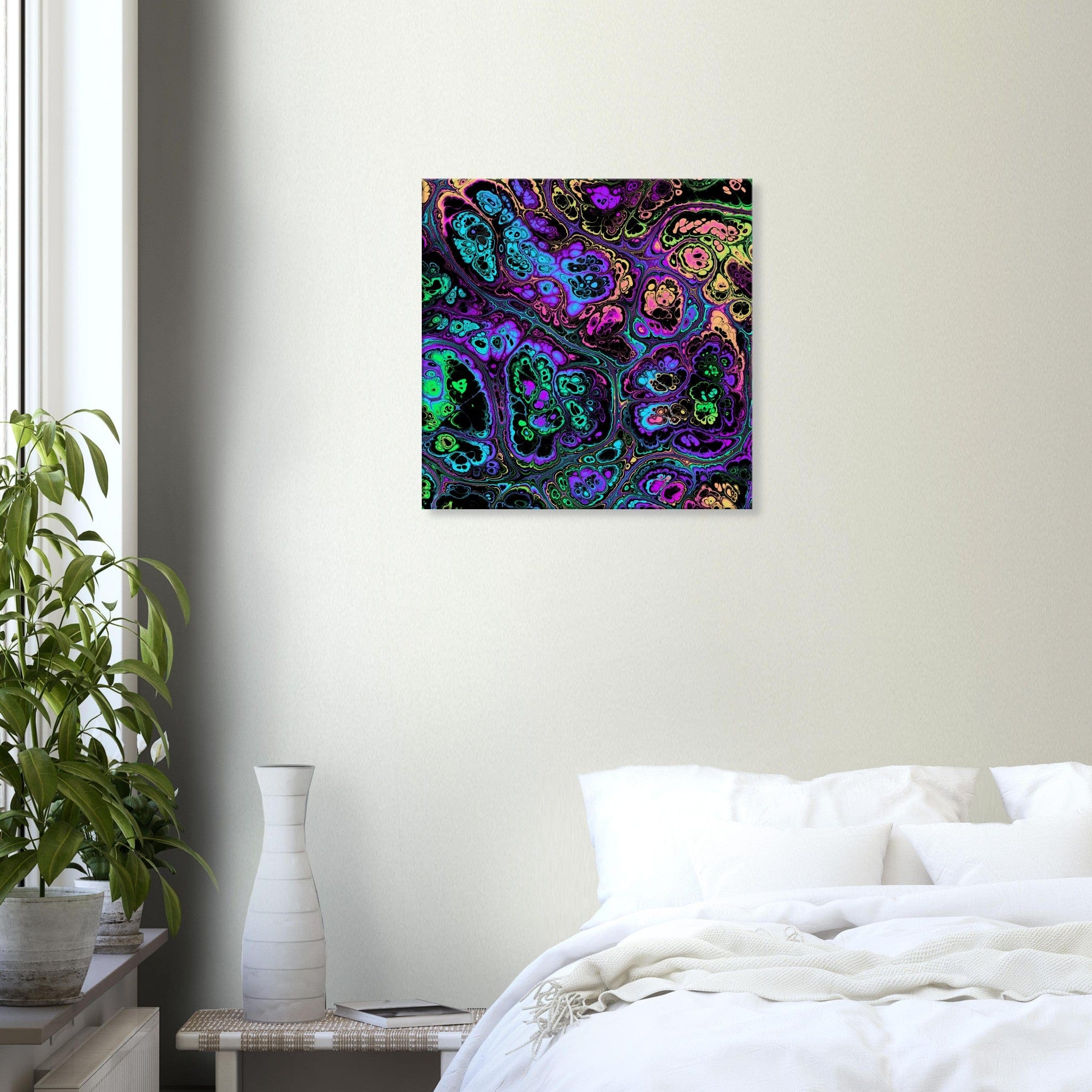 Marble Print Material 60x60 cm / 24x24″ / Vertical Neon Psychedelic Marble Canvas Wall Art