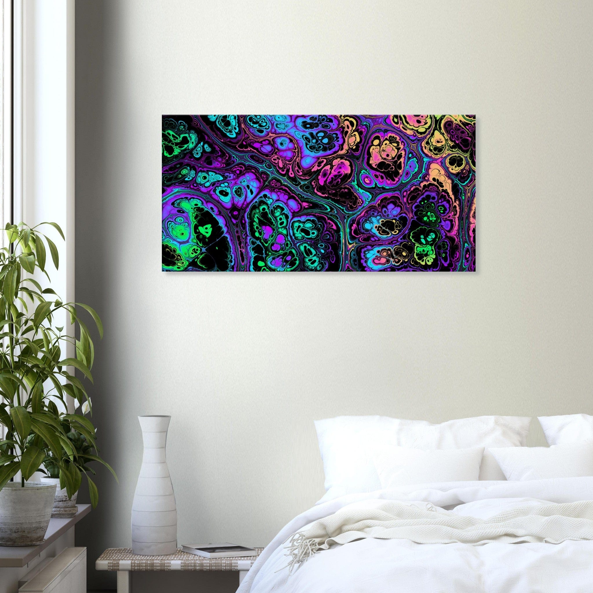Marble Print Material 50x100 cm / 20x40″ / Horizontal Neon Psychedelic Marble Canvas Wall Art