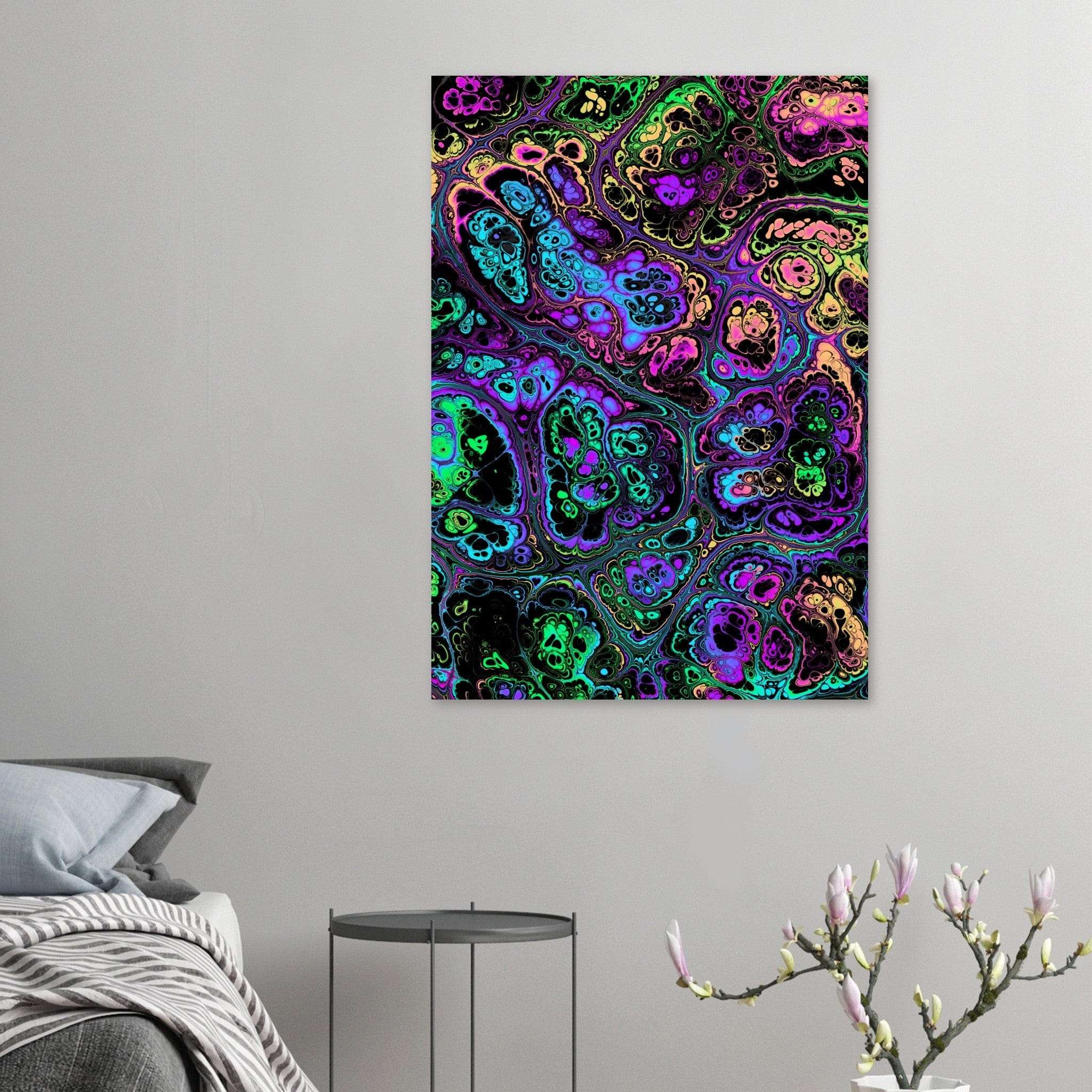 Little Squiffy Print Material 70x100 cm / 28x40″ / Vertical Neon Psychedelic Marble Aluminum Print Wall Art