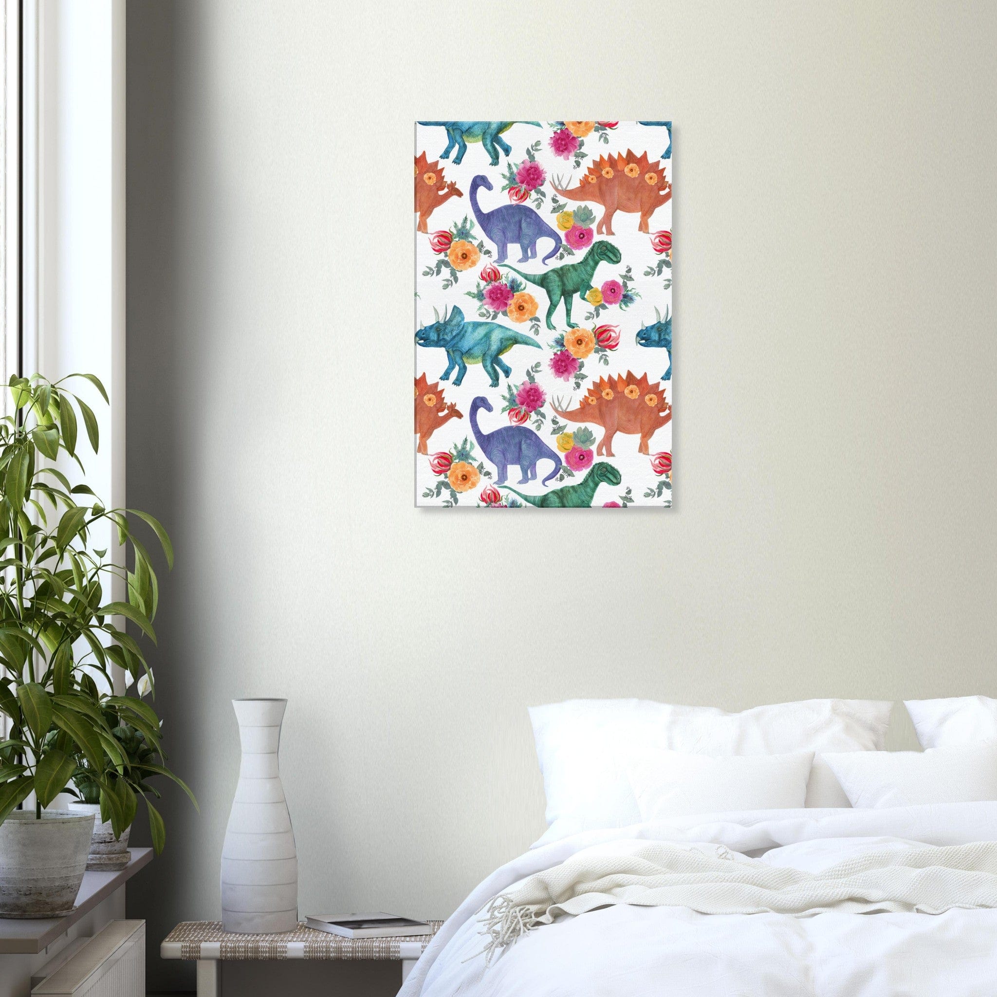 Little Squiffy Print Material 50x75 cm / 20x30″ / Vertical Floral Dinosaurs Canvas Wall Art