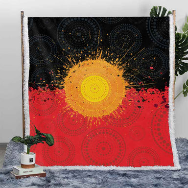 Aboriginal Flag Plush Sherpa Blankets Aboriginal Flag Blanket