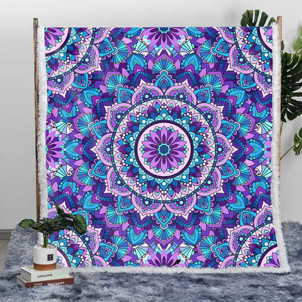 Amethyst Mandala Plush Sherpa Blankets Amethyst Mandala Blanket
