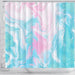 Marble Aqua Swirling Marble Shower Curtain