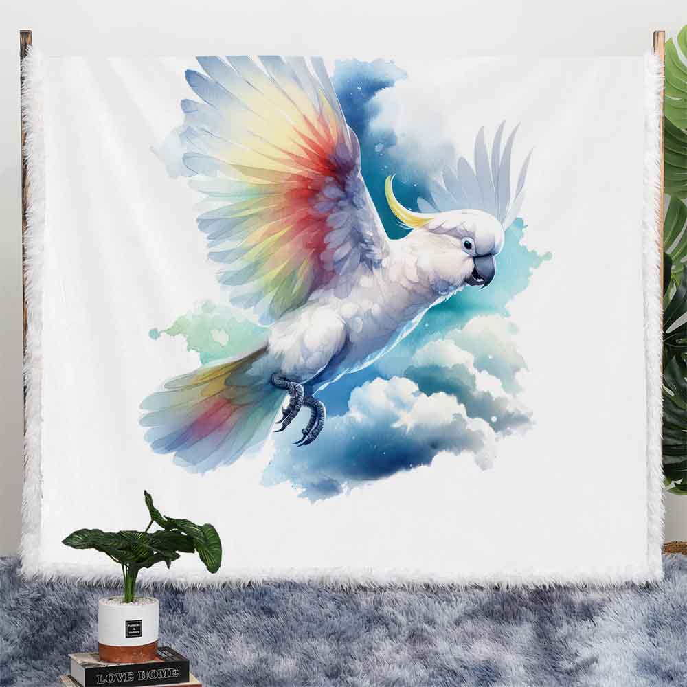 Aussie Cockatoo Premium Plush Sherpa Blanket Little Squiffy