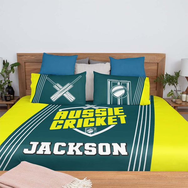 Personalised Aussie Cricket Personalised Quilt Cover Set