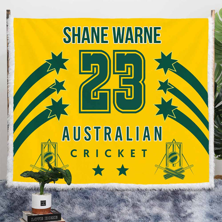 Personalised Plush Sherpa Blankets Australian Cricket Personalised Blanket