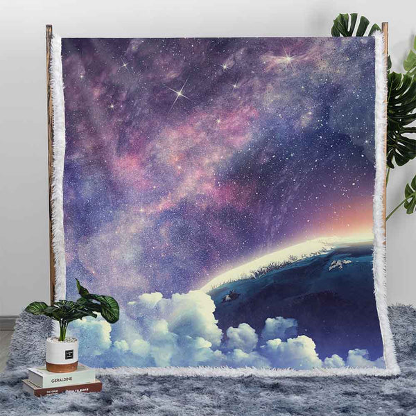 Away From Earth Galaxy Plush Sherpa Blankets Away From Earth Galaxy Blanket