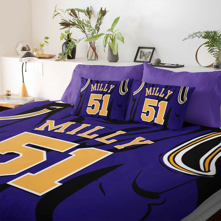 Personalised Cot / Purple Yellow Basketball Jersey Personalised Quilt Cover Set