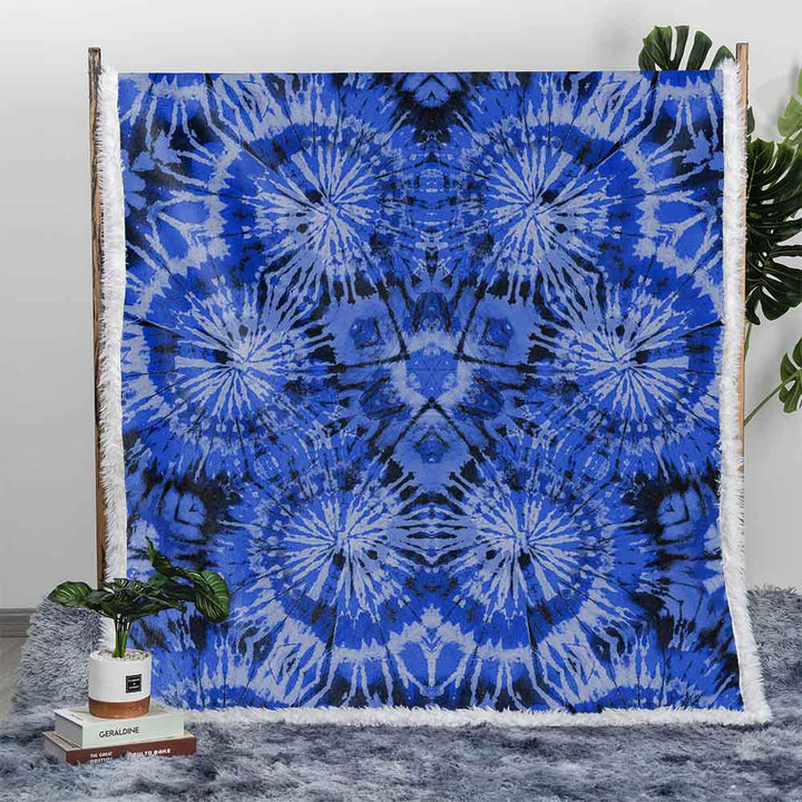 Rainbow Tie Dye Plush Sherpa Blankets Blue Black Tie Dye Blanket
