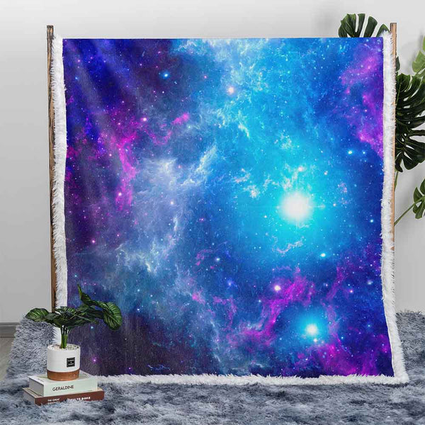 Blue Nebula Galaxy Plush Sherpa Blankets Blue Nebula Galaxy Blanket
