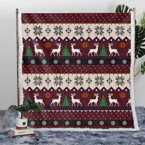 Christmas Reindeer Plush Sherpa Blankets Christmas Reindeer Blanket