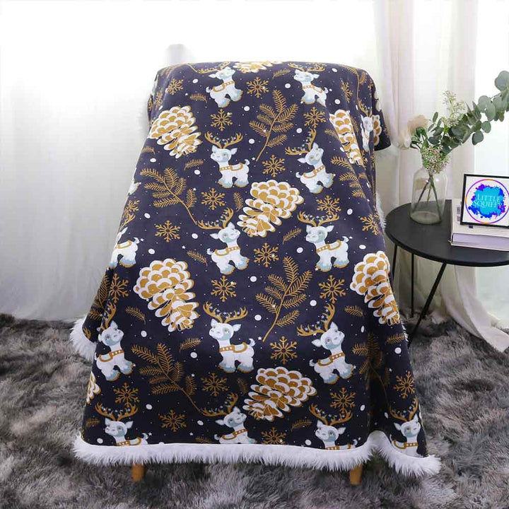 Christmas Reindeers Plush Sherpa Blankets Christmas Reindeers Blanket