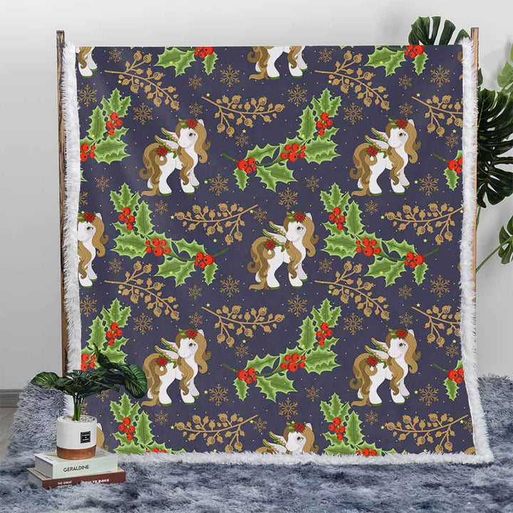 Christmas Unicorns Plush Sherpa Blankets Christmas Unicorns Blanket