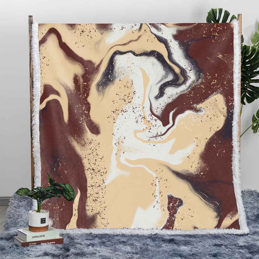 Marble Plush Sherpa Blankets Coffee Marble Blanket
