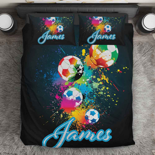 Personalised Designer Art Colourful Soccer Personalised Doona Cover Set