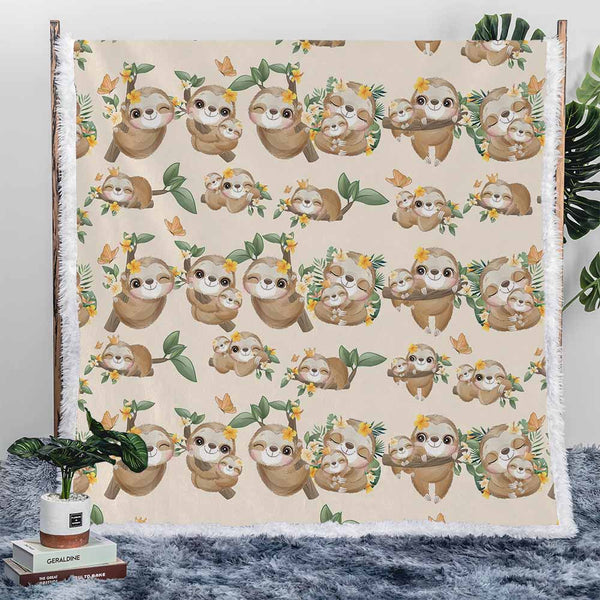 Cute Sloth Plush Sherpa Blankets Blanket